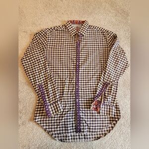 Robert Graham Purple, Cream And Black Size‎ Large Dress Shirt